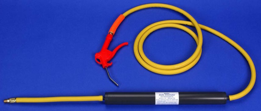 Ionix Static Eliminator Model PL300 Kit for blow air lines up to 50 PSI blowing off surfaces with plastic component with optional 25' hose, air gun and hose clamps